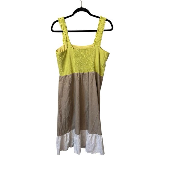 52seven‎ Women's Large Tiered Colorblock Linen Blend Midi Dress Classic Resort - Picture 2 of 4